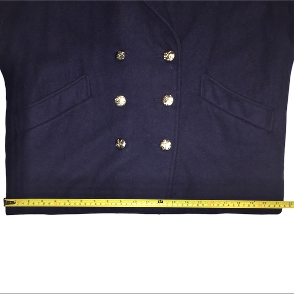 Vintage Unique Navy Blue Wool Peacoat, Utex Nautical Epaulet Double Breasted, XL - Picture 14 of 16